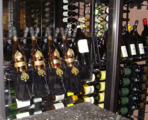 Modern Commercial Wine Cellar Display with Metal Wine Racks