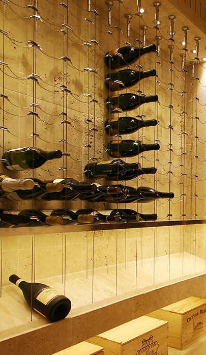 Cable Wine System Custom Wine Racks with Display Shelf Atlanta