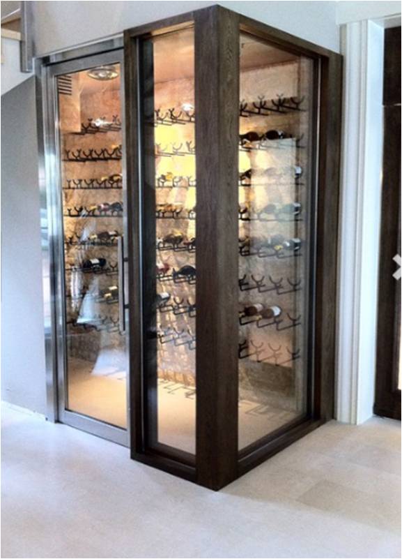 Contemporary Custom Wine Cellar in Georgia with Glass Door