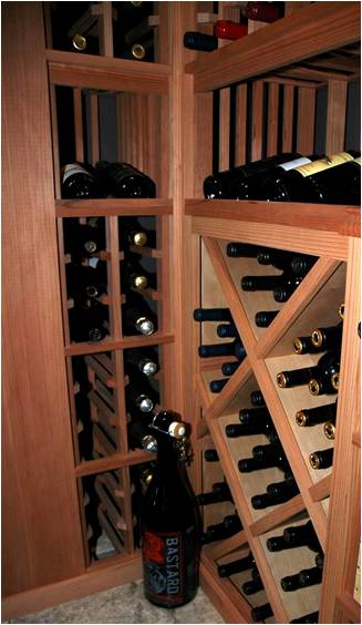  Wooden Custom Wine Racks with Diamond Bins Created by Wine Cellar Installers in Atlanta