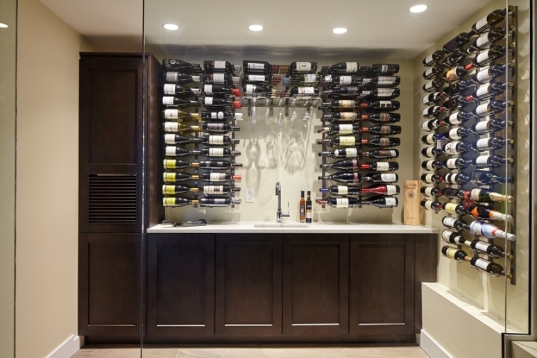 VintageView Wall Mounted Custom Metal Wine Rack System Atlanta Residential Wine Cellar