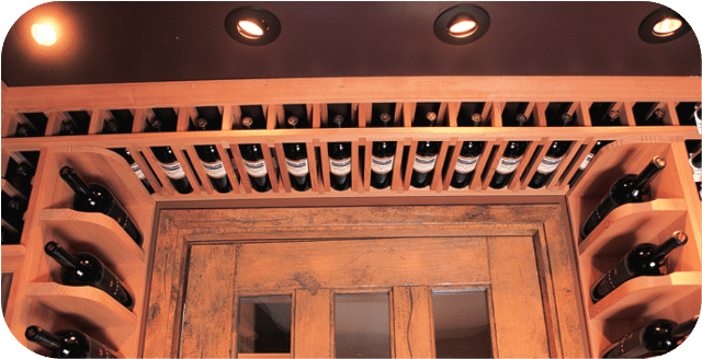 recessed-can-lights-emphasizing-the-wooden-racking-system