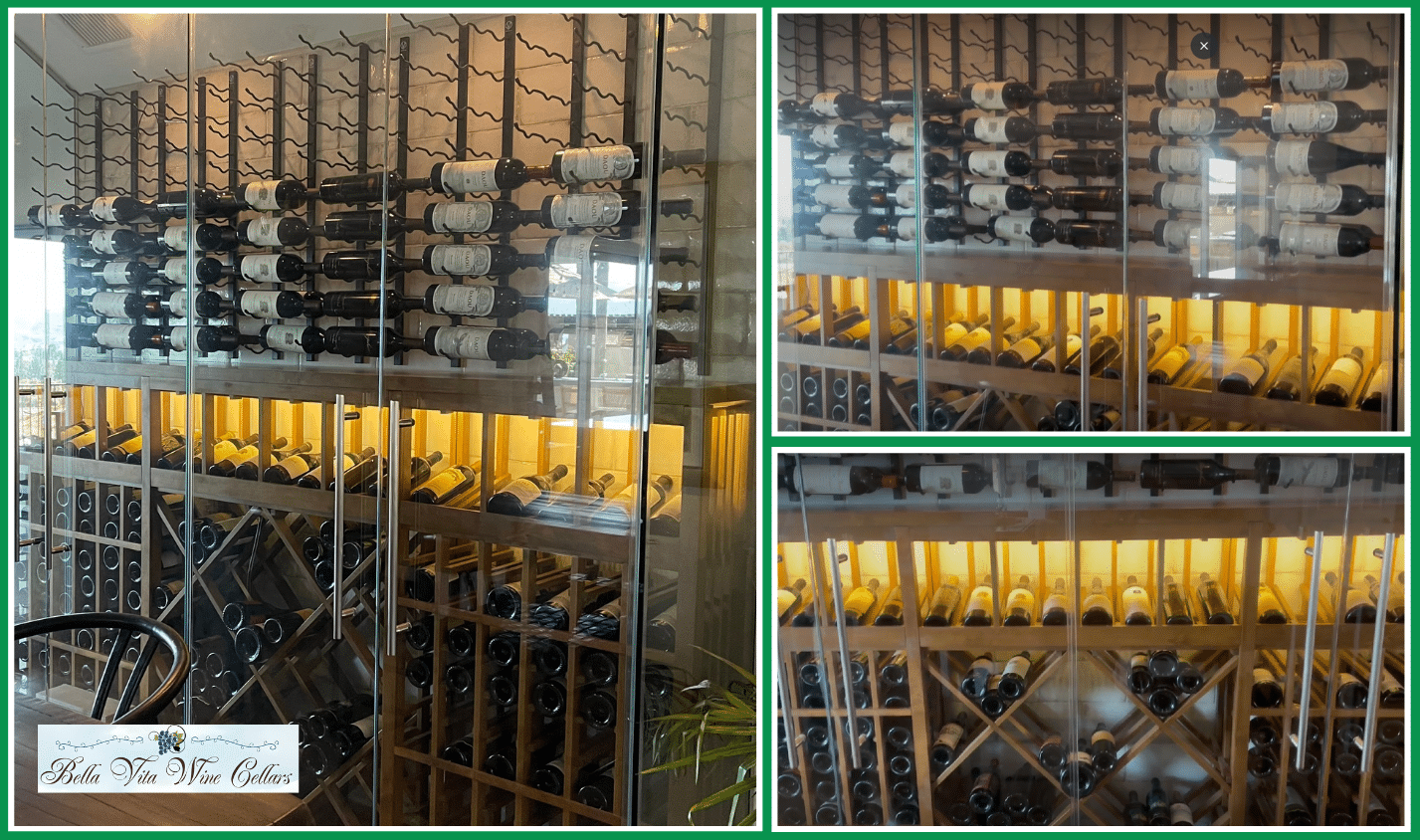 Custom Wooden Wine Racking Design for this Glass Wine Cellar