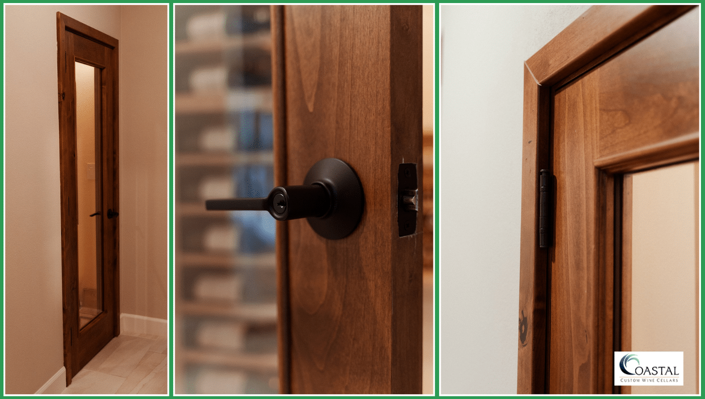 Glass Wine Cellar Door with Alder Wood Frame