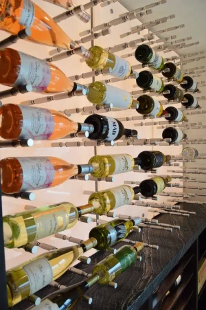 6 - Metal Wine Peg Racking System in a Modern Wine Wall