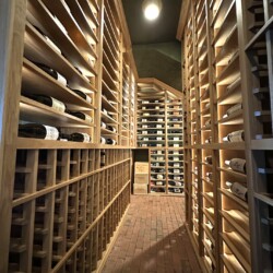 (3) The custom wooden ranks were made from lacquered white oak, unstained to keep its natural color.